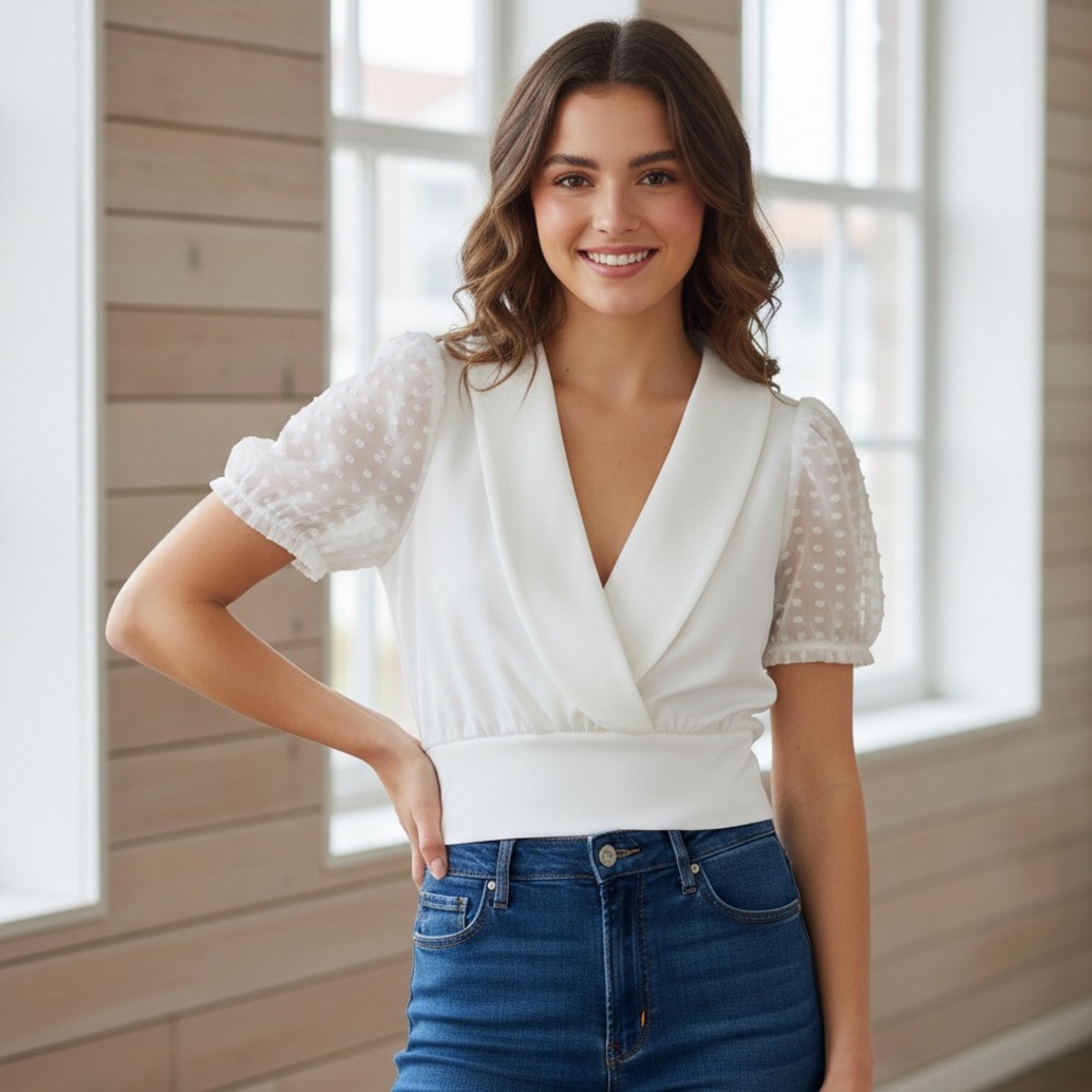 Elegant White Wrap Top